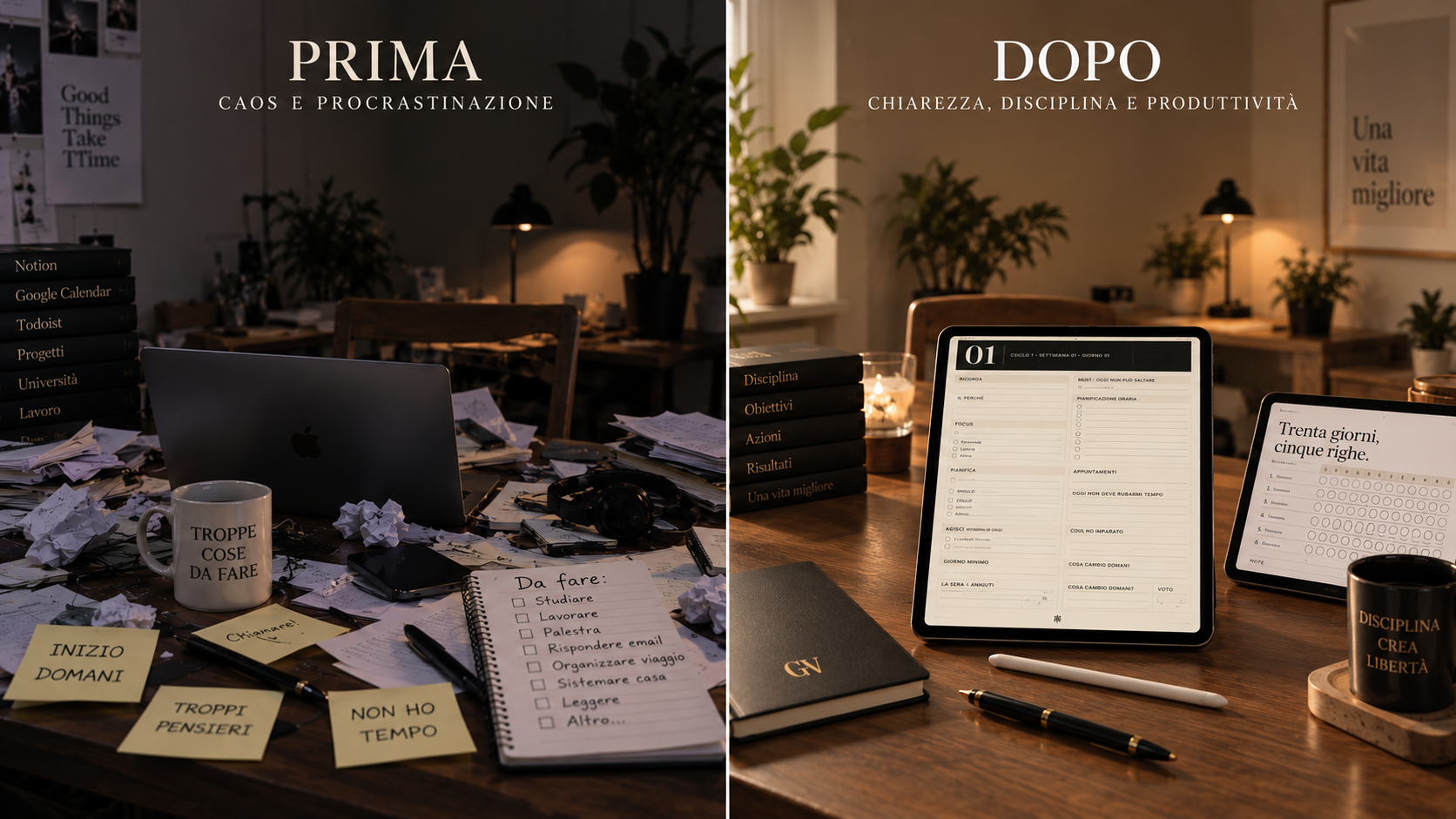 Prima: disordine e stress. Dopo: chiarezza e costanza