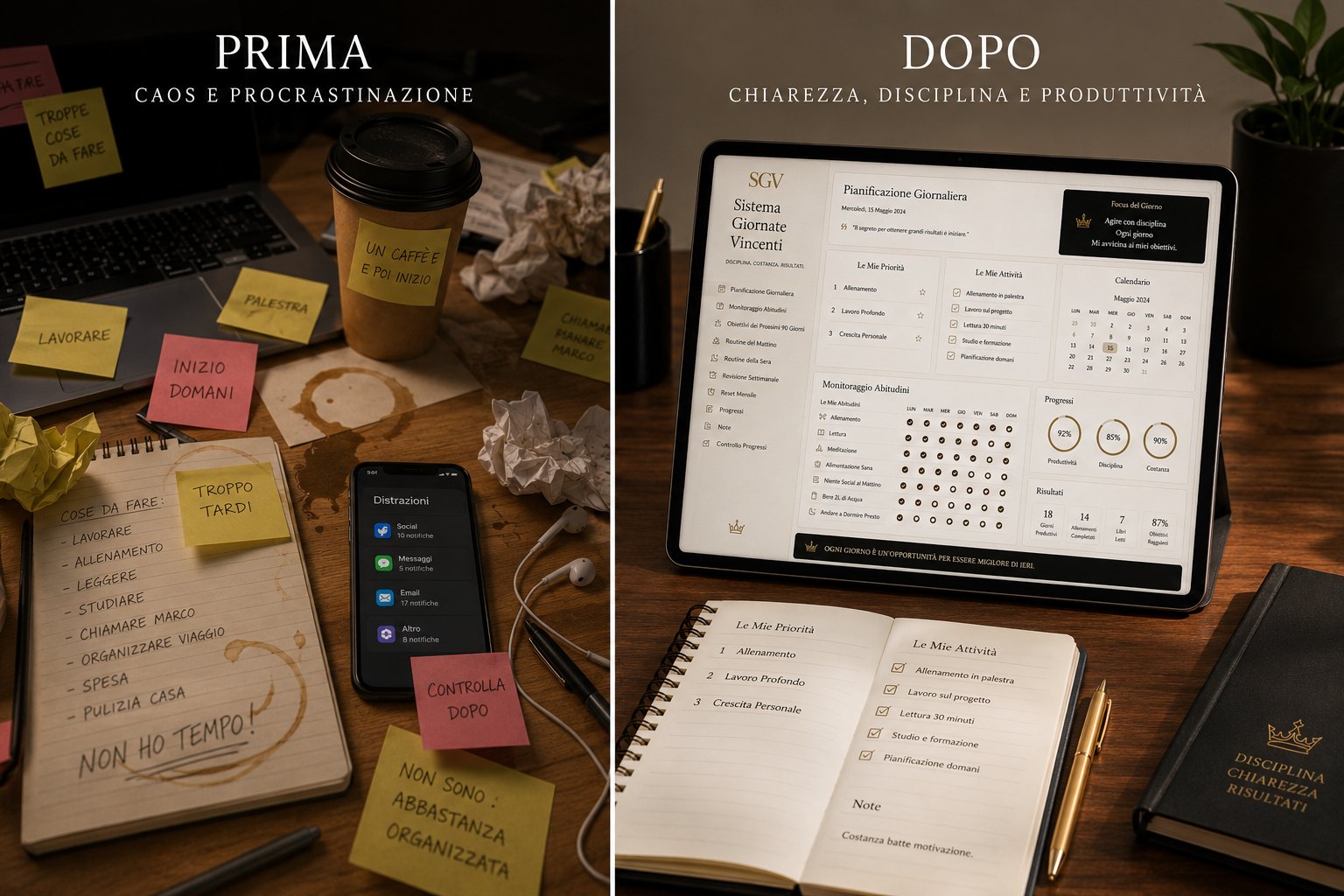 Prima: disordine e stress. Dopo: chiarezza e costanza